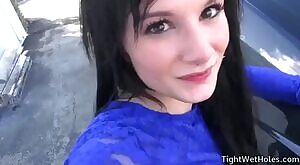 Beautiful girl fucked next to a car