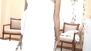 Asian girl with nice tits out of shower ready to fuck