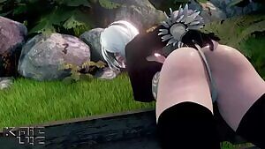 Horny 2B Wants Her Pussy Licked By Anything
