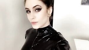 Anna De Ville in latex cat suit