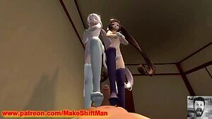 The girls from NekoPara lay down the law with a footjob and a disgusted look