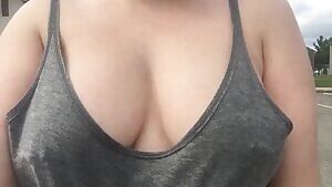 Let my tits breathe while I went to get the mail