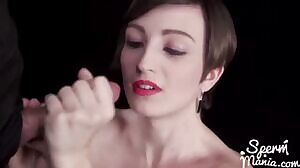 Cute French babe with short hair finishes him in her mouth