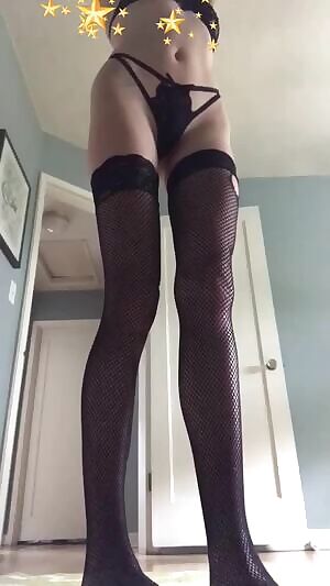 you all seem to enjoy my legs so here they are in fishnet stockings as requested ;)