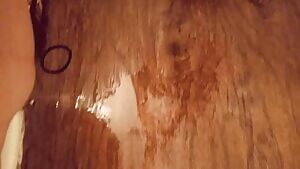 Cleaning piss off the floor and toilet!