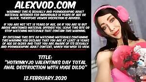 Hotkinkyjo Valentines day total anal destruction with huge dildo
