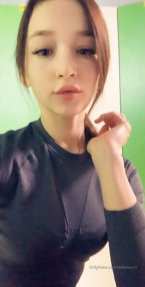 Cute girl peels off yoga pants