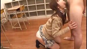 Megumi Shino stays after class to swallow a load and gets some 