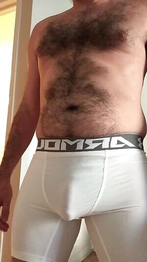 Finished workout- pulling down my Under Armour 😎