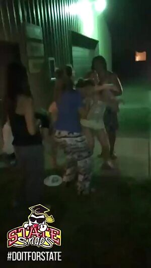 Carrying the naked drunk chick out