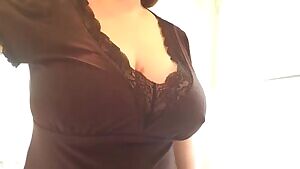 Big tits black top