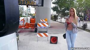 Busty Blonde Needs A Ride