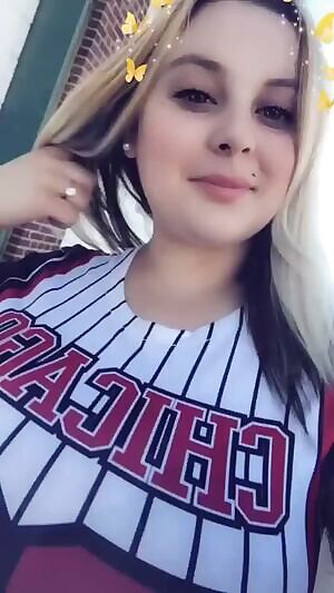 busty white girl can't help but show off in a tight 'dress'