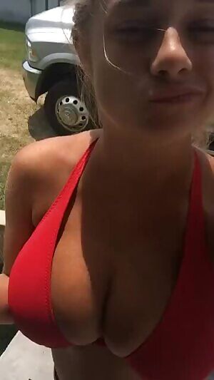 Show new red bikini