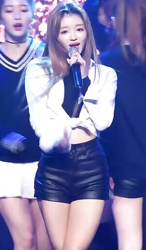 Oh My Girl - Yooa in leather shorts and socks