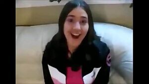 Shy girl testing how much she can take