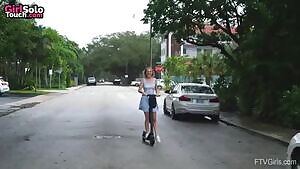 Blonde Teen Girl Naked on an Electric Scooter