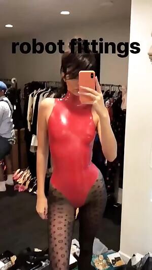 Skintight Red Latex Bodysuit