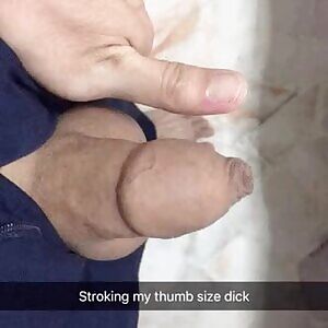 Thumb size is fun size!🍆👍😏😎: Thumb size verified & jerked off. A short and thick, fully hard, stubby, fat & uncut 3-3.5 inch Singaporean phimosis chode, complete with long, full foreskin coverage and a tight overhang snout etc.. This guy's dick is thumb size verified and then stroked