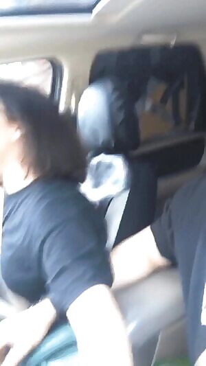 Stoking my husbands cock while we drive