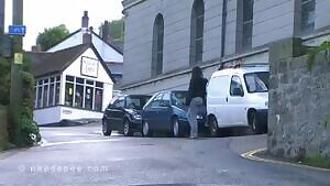 Slipping while peeing in public