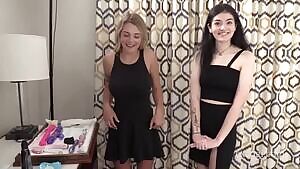 Cute reaction to her big tits