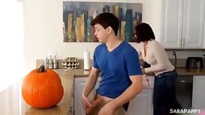 it's Halloween but sis won't get off her brother's cock even after mom caught and warned them