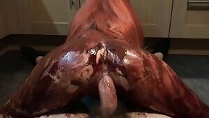 Hot Redhead Dripping Chocolate