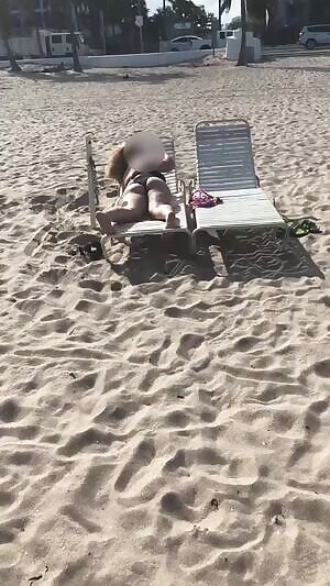 Flashing my pussy on the beach