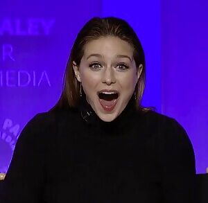 Melissa Benoist realizing she mistakenly wore vibrating panties after you turn it on during her interview