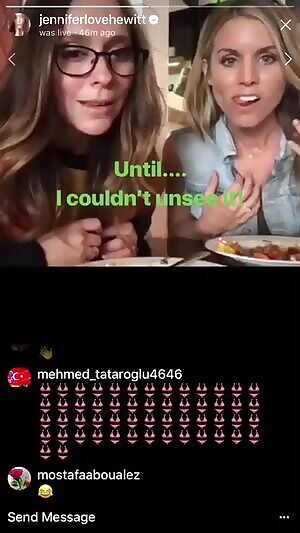 Jennifer Love Hewitt gets an eye full on live stream.