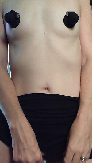 Playing with vibrating nipple clamps... and also my pussy