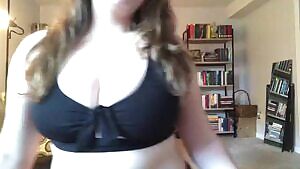 Black bra drops very white boobs