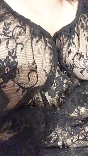 My nice big tits in lingerie playing with my toy (;