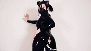 latex & pup mask standing
