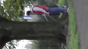 Peeing together in the park