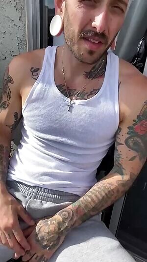 Showing off on a balcony