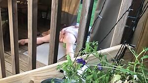 Neighbor cums while playing outside on her deck ;)