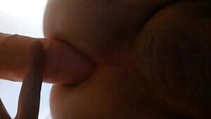 Rubber cock on doors, me on all fours, 28m