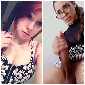 Keep starring at her while you cum all over your face!