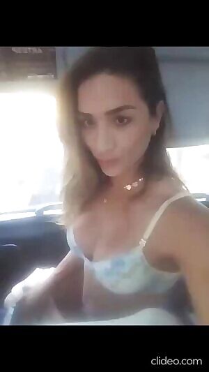 Adrianna playing and cumming on a bus