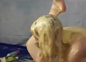 Two having fun in custard