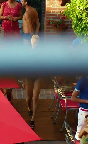 a cuck's view of his gf Margot Robbie flirting with other men, you are alone on the balcony so no one can see you jacking off