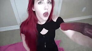 Training herself to take a throatpie