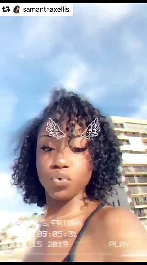 My cousin’s friend Samantha at the beach in a black bikini