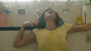 Selena Gomez's having a big orgasm as her nipples get hard and she's full of sweat