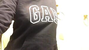 Drop in blue sweatshirt