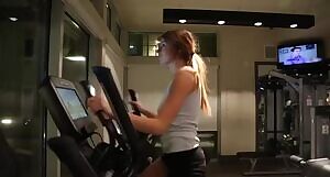 Cute blonde working out, tits out?