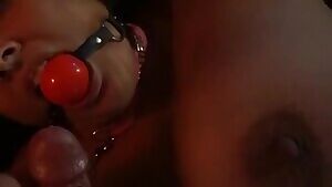 Ballgagged and collared whore