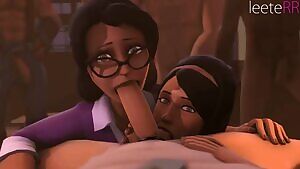 Ms. Pauling and Scout's Mom double blowjob